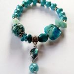 Groen Turquoise armband met parelmoer, koraal en natuursteen