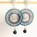Sterling zilveren stekers met blauwe filigraanhangers