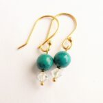 22k gouden oorbellen met Chrysocolla en swarovski